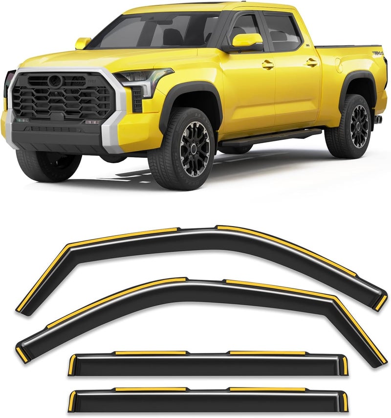 Goholy in-Channel Window Rain Guard for Toyota Tundra 2022-2026 CrewMax Truck Rain Guards Side Window Visors Low Profile Vent Visor Window Deflectors Vent Shades Car Accessories - Image 1